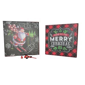 Two Christmas Gift Wrapping Boxes Red & Black Santa